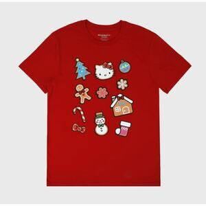 Hello Kitty Christmas Cookies Adult T Shirt Red Small NWT